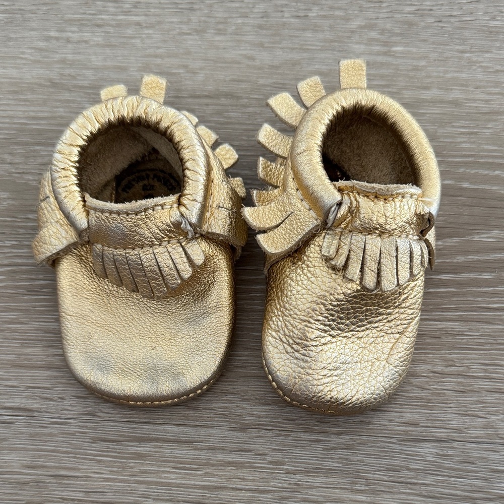 Freshly Picked Shiny Gold Moccasins